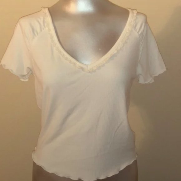 White and Pastel Light Blue Ribbon Shirt Medium American Rag - Picture 8 of 13